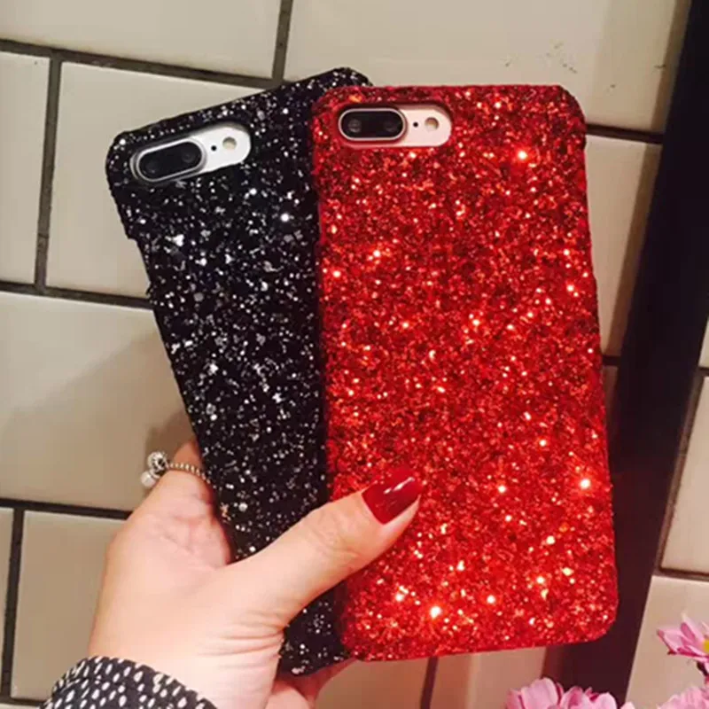 LISHE Fashion Iphone Shining Sequins Phone Case For 5/6/7/8/X/XS/XR Hard Phong Chirsrmas Cover With Full Glitter Powder | Мобильные