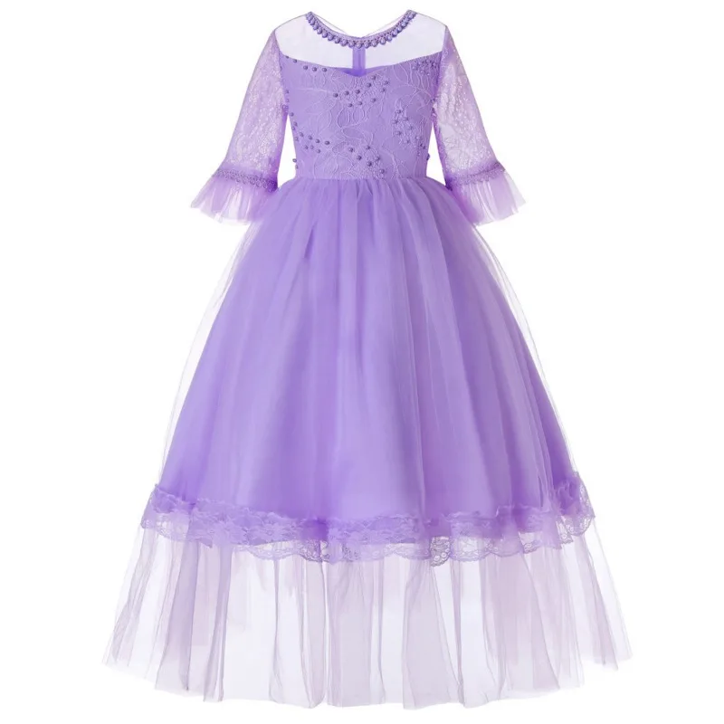 

Children Full Dress Fivepence Sleeve Lace Princess Kids for girls Host Flower Evening Factory New