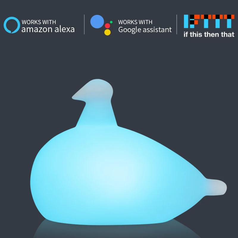 

Pigeon Shape WiFi Smart Table Lamp Compatible with Alexa Voice Control Hand Touch LED Ambient Night Light Controlled by Free APP