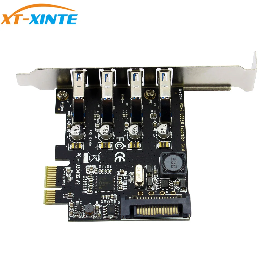 

4 Port PCI-E to USB 3.0 HUB PCI Express Expansion Card Adapter 5 Gbps Speed with SATA 15Pin Power Connector for PC Desktop