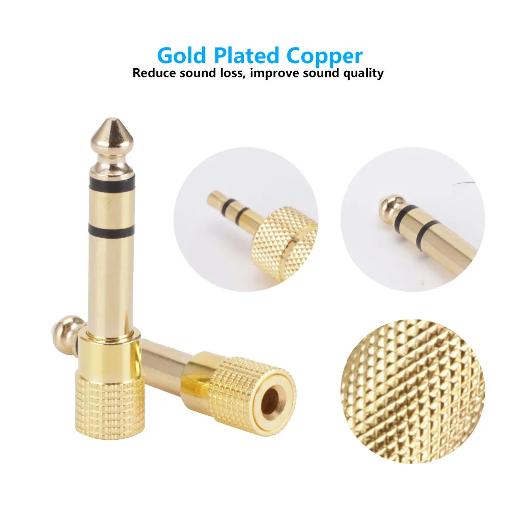 

4pcs/set 3.5mm to 6.5mm 6.35mm Male to Feamle Audio Adapter 6.5 6.35 Plug 3.5 Jack Stereo AUX Converter for Speaker Cell Phone
