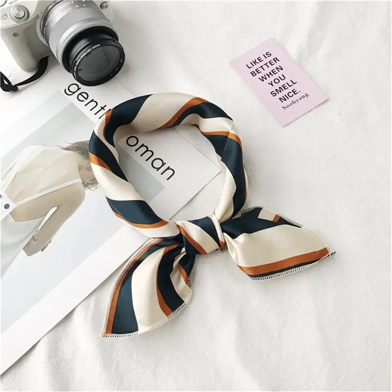 2019 Women Scarf New Elegant Small Square Silk Head Neck Feel Satin Scarf Skinny Retro Hair Tie Band Small Fashion Square Scarf