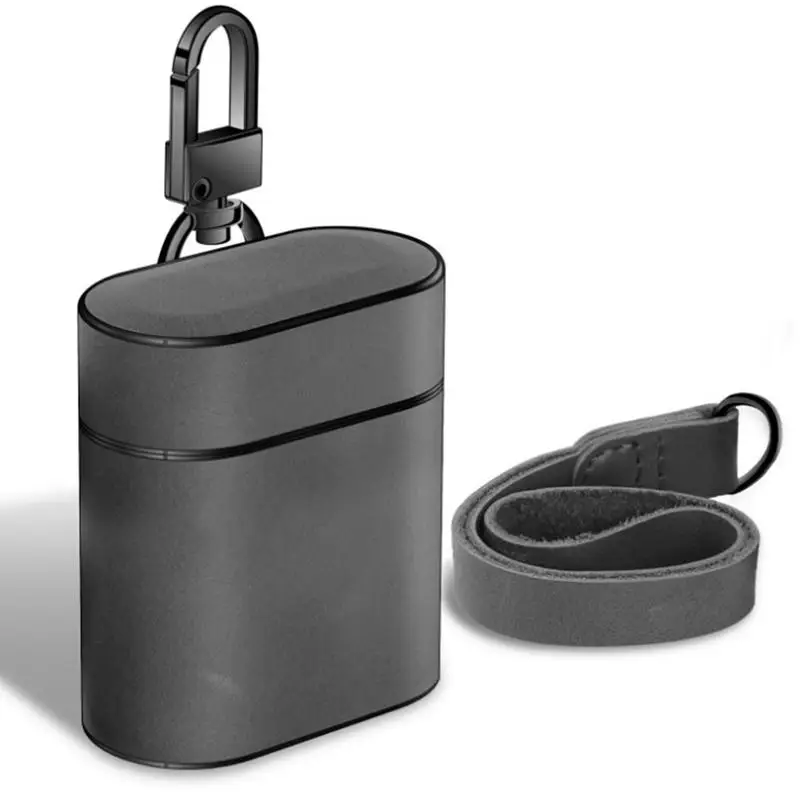 

For Air Pods Earphone Box Leather Protective Case Pure Color Earbud Storage Box Anti-Fall And Anti-Loss Hanging Rope Accessories