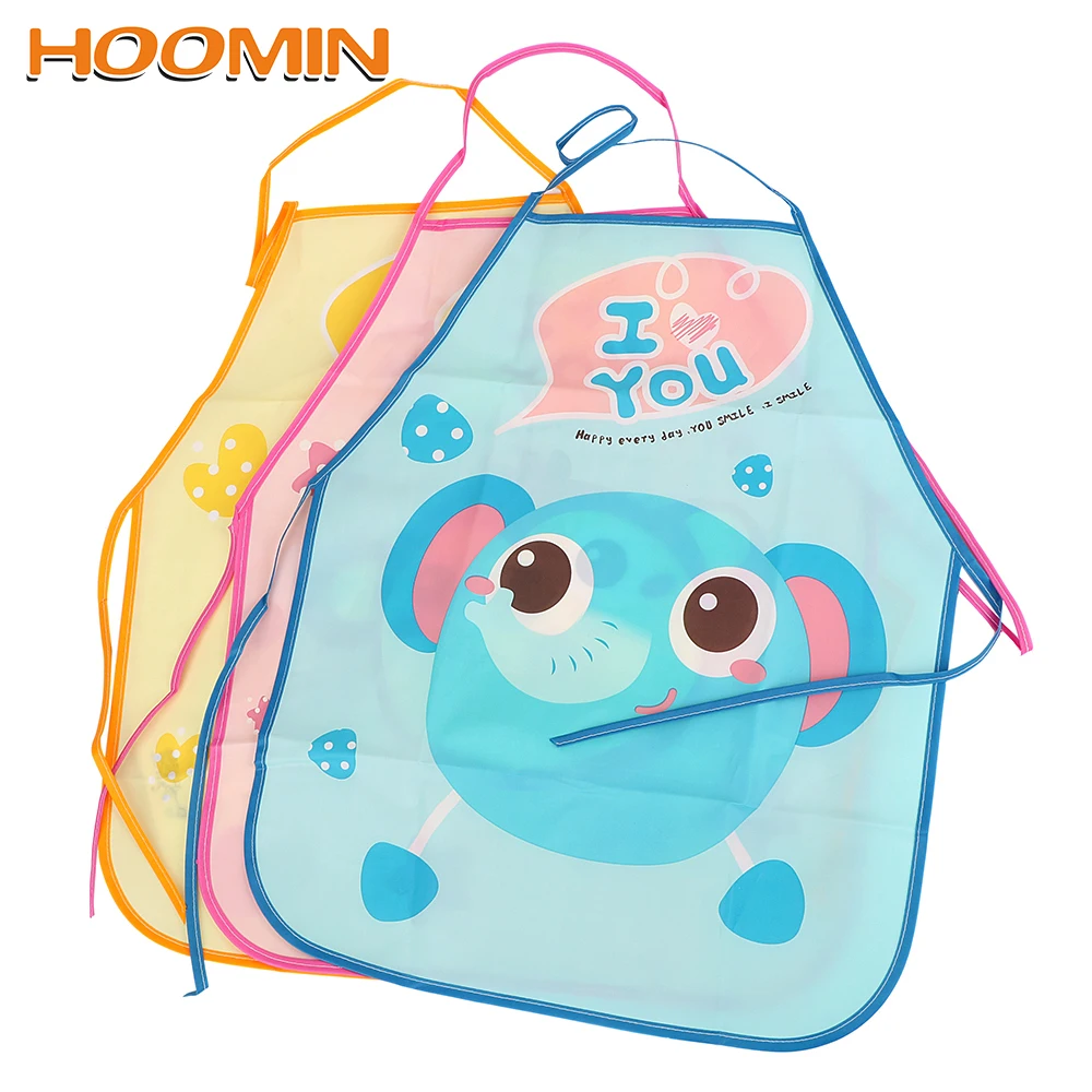

HOOMIN 1 set Child Cooking Painting Eating Apron Cute Cartoon Apron with Waterproof Sleeve Cover Children Bibs