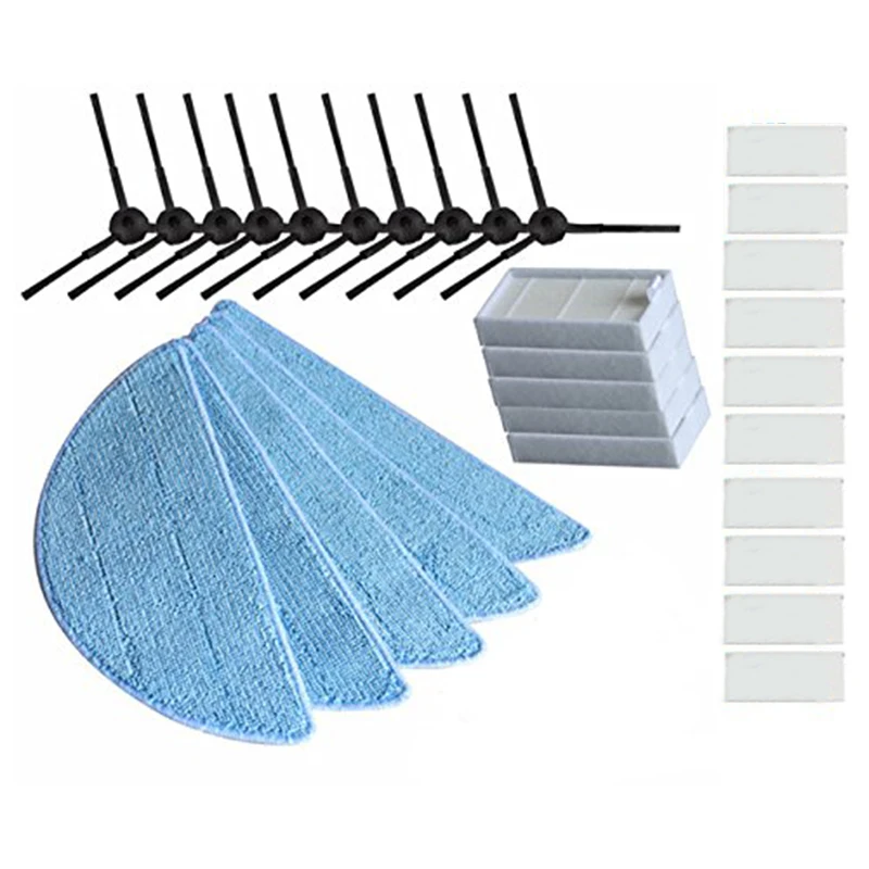 

SANQ Replacement Consumable Accessories Parts 10pcs Side Brush + 5pcs Hepa Filter + 5pcs Mop Cloth + 10pcs Magic Paste for ILI