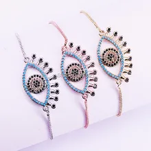 10 шт. модный стиль микро Pave кубического циркония CZ разъем для глаз Шарм регулируемые скользящие цепи браслеты для женщин