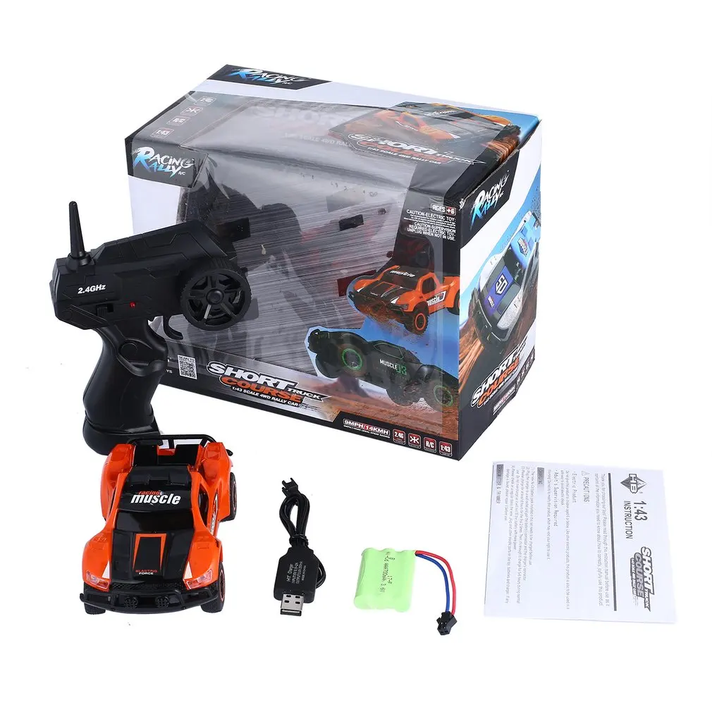 

Orange Remote Cotrol Muscle Car 1:43 Scale 4WD Off-road Sport Rally Car Racing Car for Kids Children Gift Toy