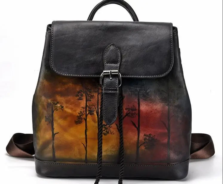 

Genuine Leather Colorful Small String Soft Backpack School Bags