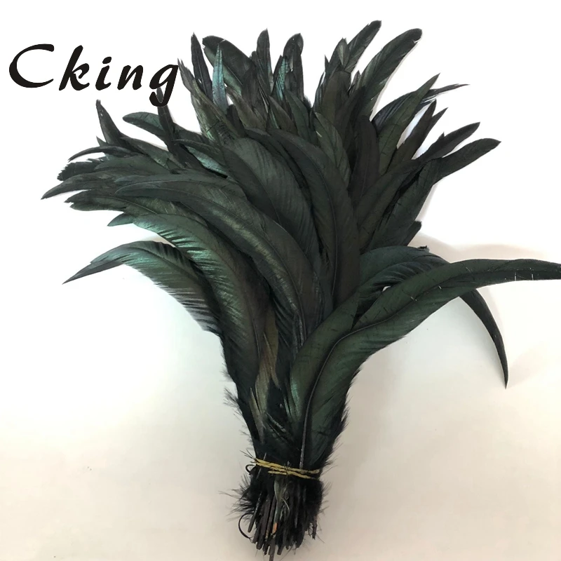 

Factory wholesale 100pcs/lot rooster tail feather colorful 30-35cm(12-14inch) Black colored feathers for sale diy crafts