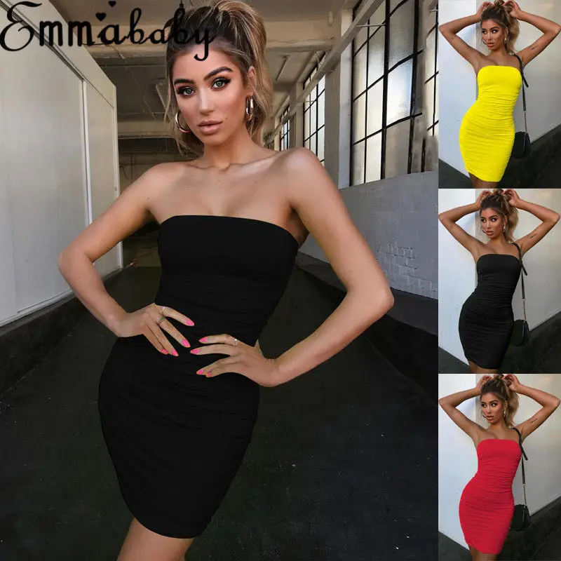 Thefound 2019 New Women Spaghetti Strap Stretchy Package Hip Bodycon Mini Dress Short Club | Женская одежда