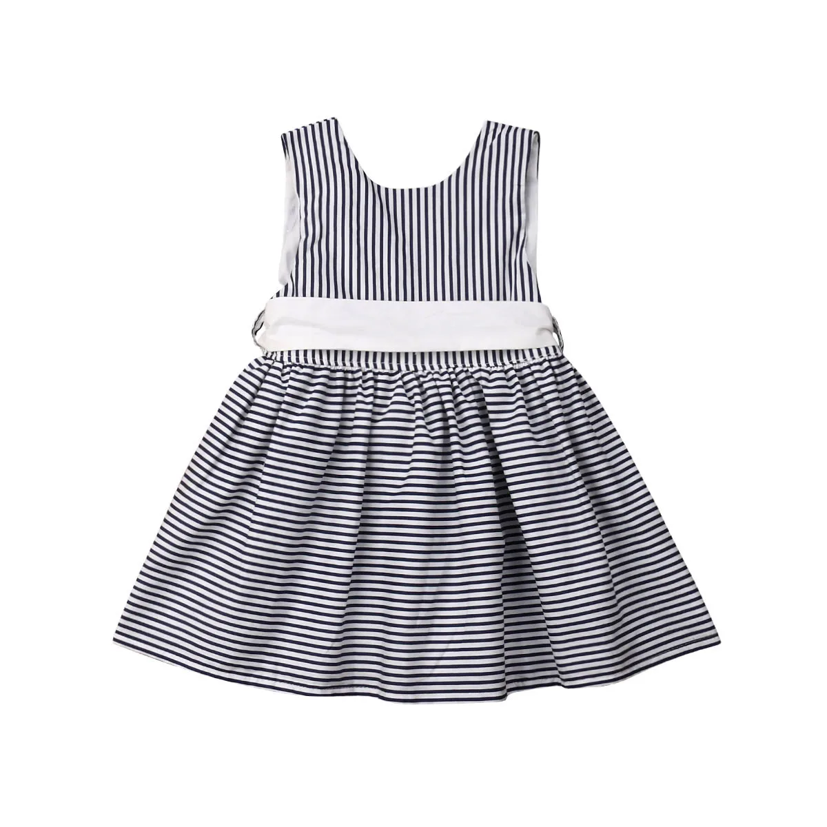 

Lovely Newborn Toddler Kids Baby Girl Sleeveless Backless Bowknot Striped Tutu Princess Girls Dress Sundress Clothes