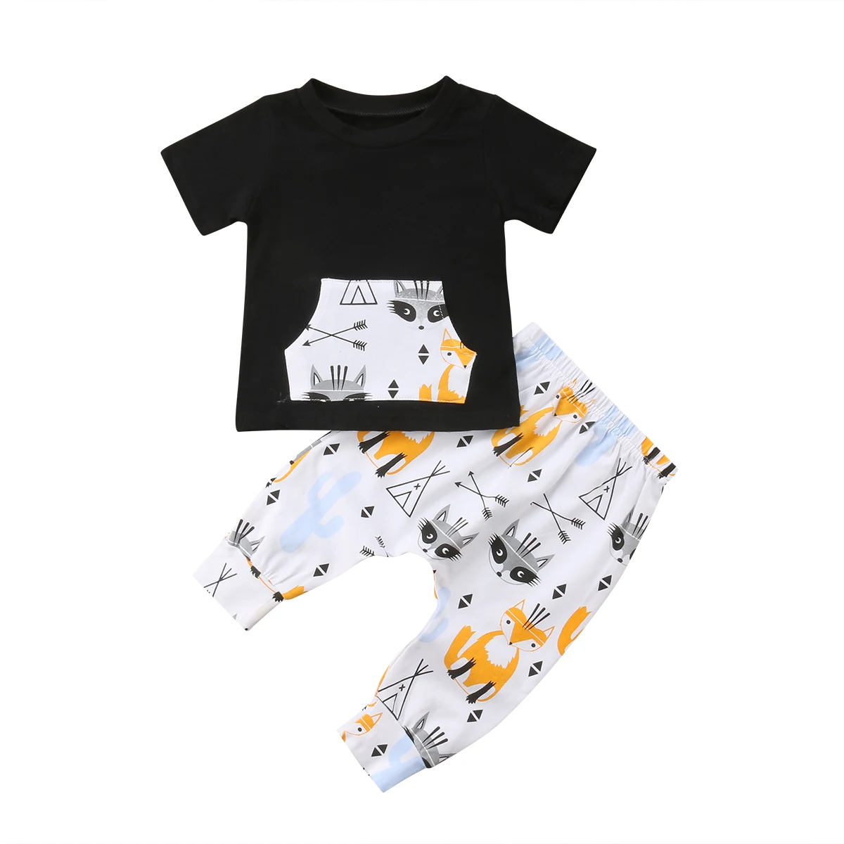 2pcs Summer Baby Boy T-shirt Tops+Pants Trousers Outfit Toddler Kids Clothes Set