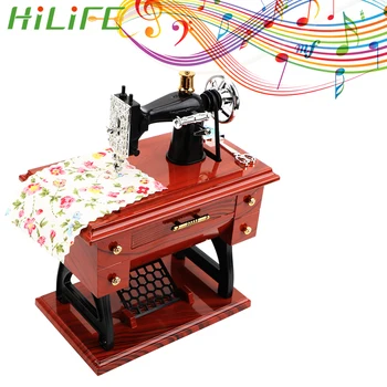

HILIFE Mini Sewing Machine Style Music Box Hand Crank Vintage Music Boxes Christmas Gift New Year Gift Birthday Gifts Home Decor