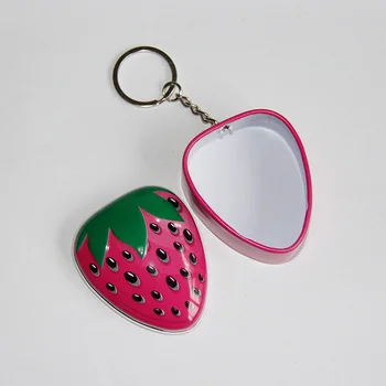 

600pcs Cute Strawber Shaped Iron Tin Storage Box Trinket Candy Jewelry Box Pill Box with Key Chain ring -Free Shipping