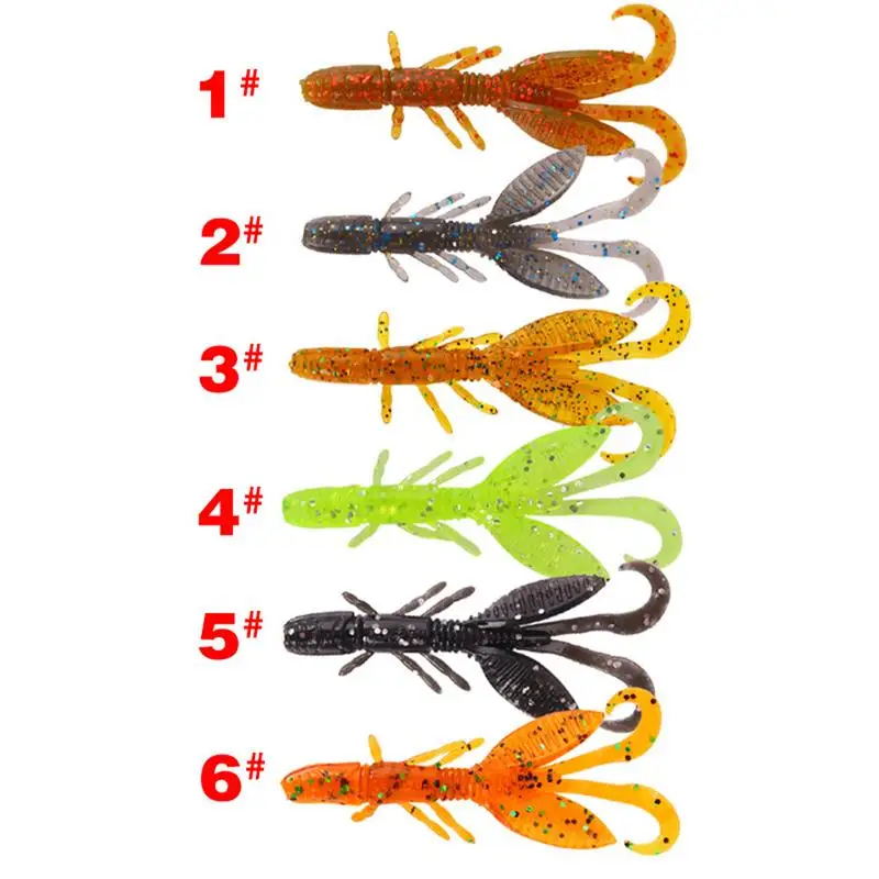 12pcs Soft Shrimp Fishing Lure Bait Isca Garnelen Minnow Worms Wobblers Artificial Bait Bass Tackle Jigs 5.5cm 1.4g Random Color