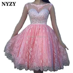 NYZY P58 вечерние платье 2019 vestido robe коктейль кристалл платье Сексуальное вечернее платье без спинки короткие вечернее платье розовый
