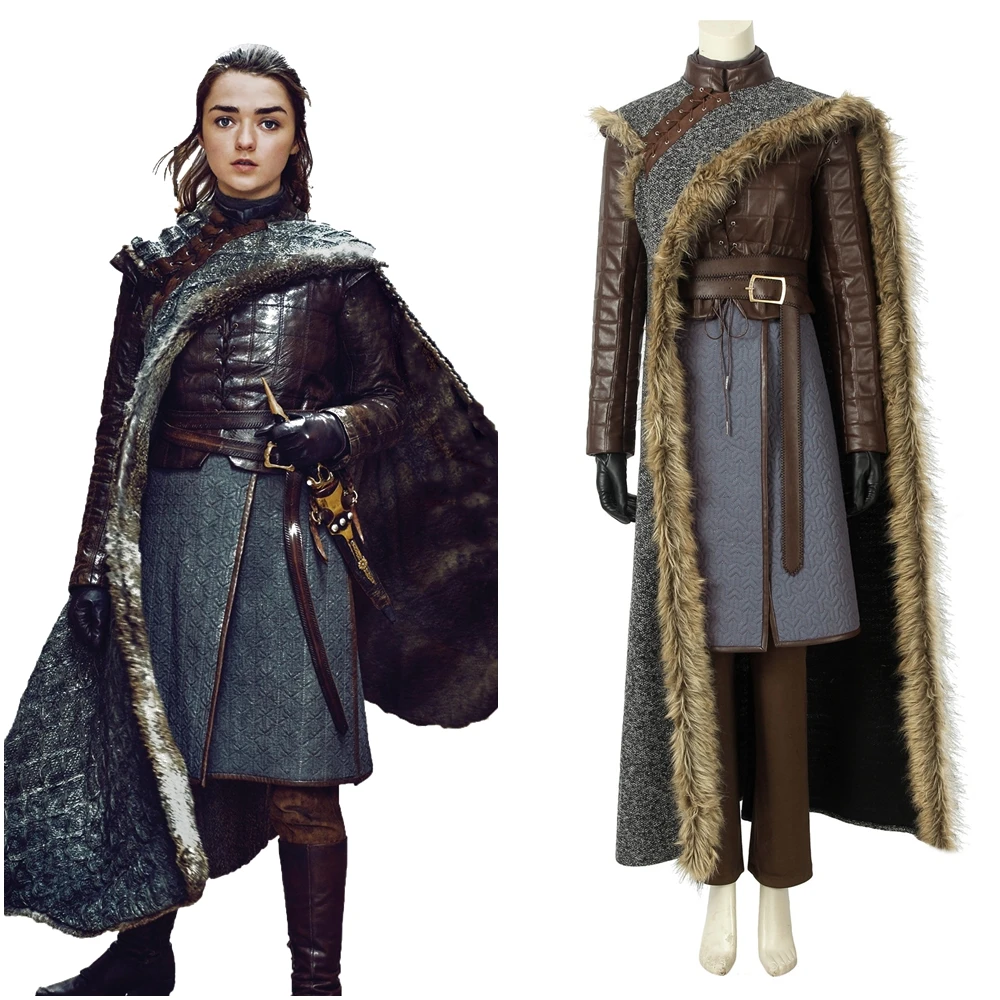 

Game of Thrones Season 8 Arya Stark Cosplay Costume with Cloak