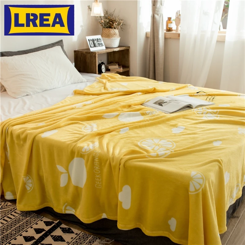 Brand Home textile yellow soft fleece throw blanket cover on the bed warm sheet blanket
