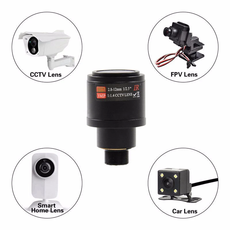  HD CCTV Lens 3.0MP M12 2.8-12mm Varifocal cctv IR HD LensF1.4manual focus zoom - 32995723080