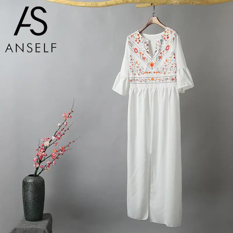 

Bohemian Summer Dress 2019 Long Robe Women Vintage Dress Floral Print V Neck Ruffles Sleeve 3XL 4XL 5XL Plus Size Maxi Dress