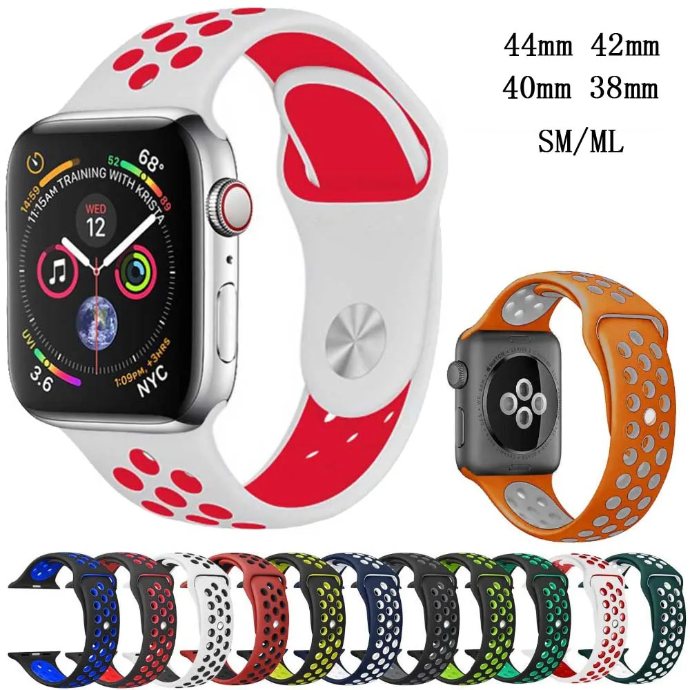 

Sport strap for Apple watch band Silicone 42mm Rubber 44mm Bracelet for Apple Watch iwatch 4/3/2/1 38 40mm Watchband Accessories