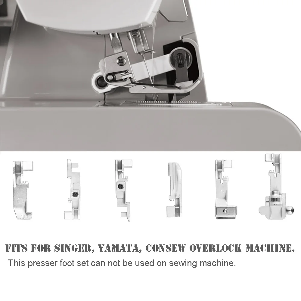 

6pcsSewing Machine Accessories Overlock Vertical Presser Feet Foot Overcast For BrotherJanome Snap On Foot