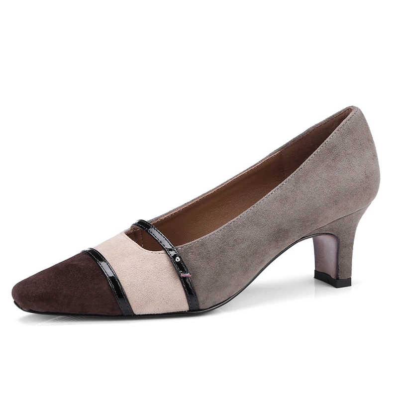 

2018 Women's Genuine Leather Pumps 5.5 CM High Heels Summer Dress Shoe Slip-on Sexy Wedding Shoes Woman Box Packing A393