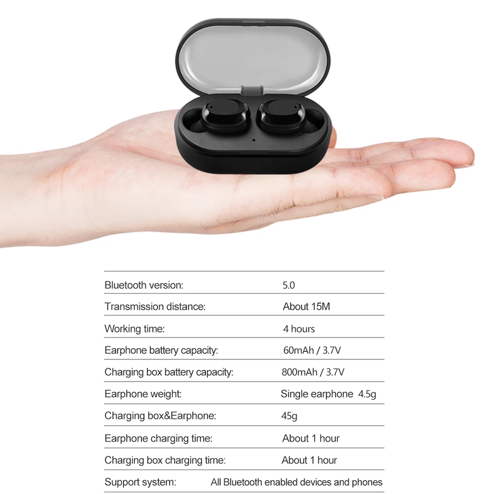 VAORLO Mini Bluetooth 5 0 наушники TWS True Беспроводные с зарядной коробкой стерео спортивные
