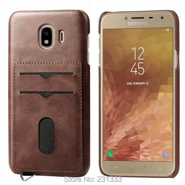 C ku для Samsung Galaxy J4 Plus J6 M20 J2 Grand Prime G530 Жесткий ПК кожаный чехол Ретро ID слот карт шпон