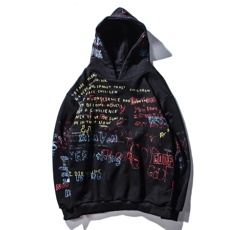 

Hip Hop Letter Print Hoodies Men Women Loose Sweatshirts 2019 Autumn Hoodie Black White Hoody Streetwear Men Clothing J2060