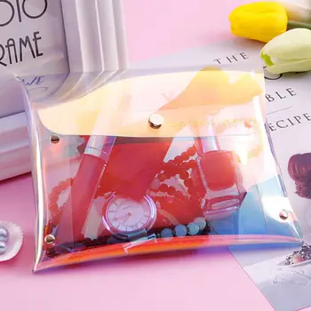 

2019 Women's Makeup Bag Flash Laser Holographic Purse Pencil Stationery Cases Cosmetic Bags Cases Clear Fashion New Sale