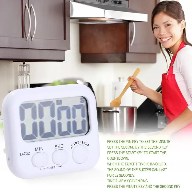 

LED Digital Electric Kitchen Countdown Magnetic Alarm Clock Gadgets Timer Back Stand Cooking Timer Count UP Universal Tools