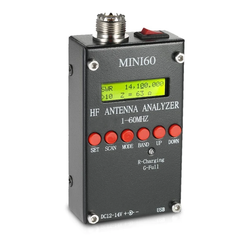 Mini60 1-60 МГц HF КСВ Антенный Анализатор метр для радио хоббистов V0T5