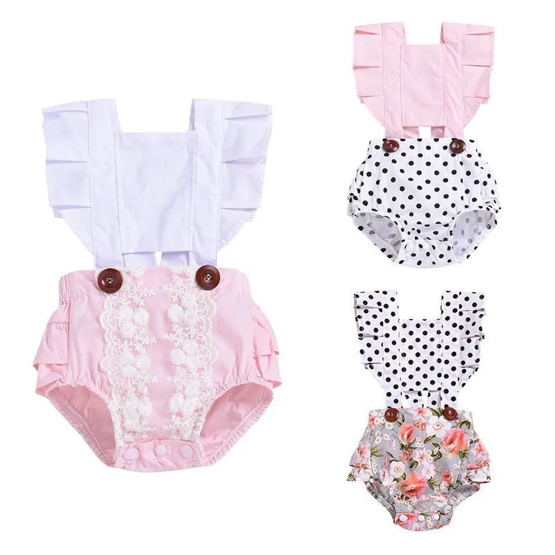 Baby Girls Clothes Newborn Infant Girl Dot Floral Romper Sleeveless Outfit Wave Point Flower Outfits |