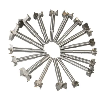 

HLZS-Woodworking Forstner Drill Bits Sets, 17 PCS Carbon High Speed Steel Wood Working Hole Cutter Titanium Coated Wood Boring