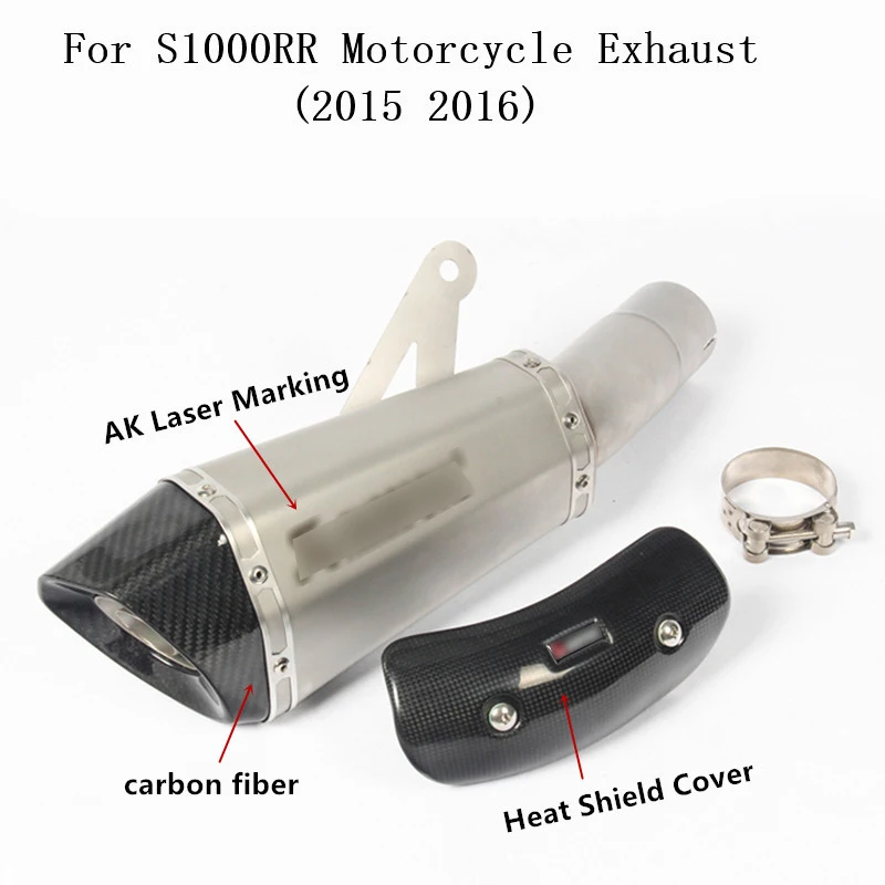 

Motorcycle Full Exhaust System Slip on For BMW S1000RR 2015 2016 Heat Shield Cover Carbon Fiber Exhaust Muffler Pipe