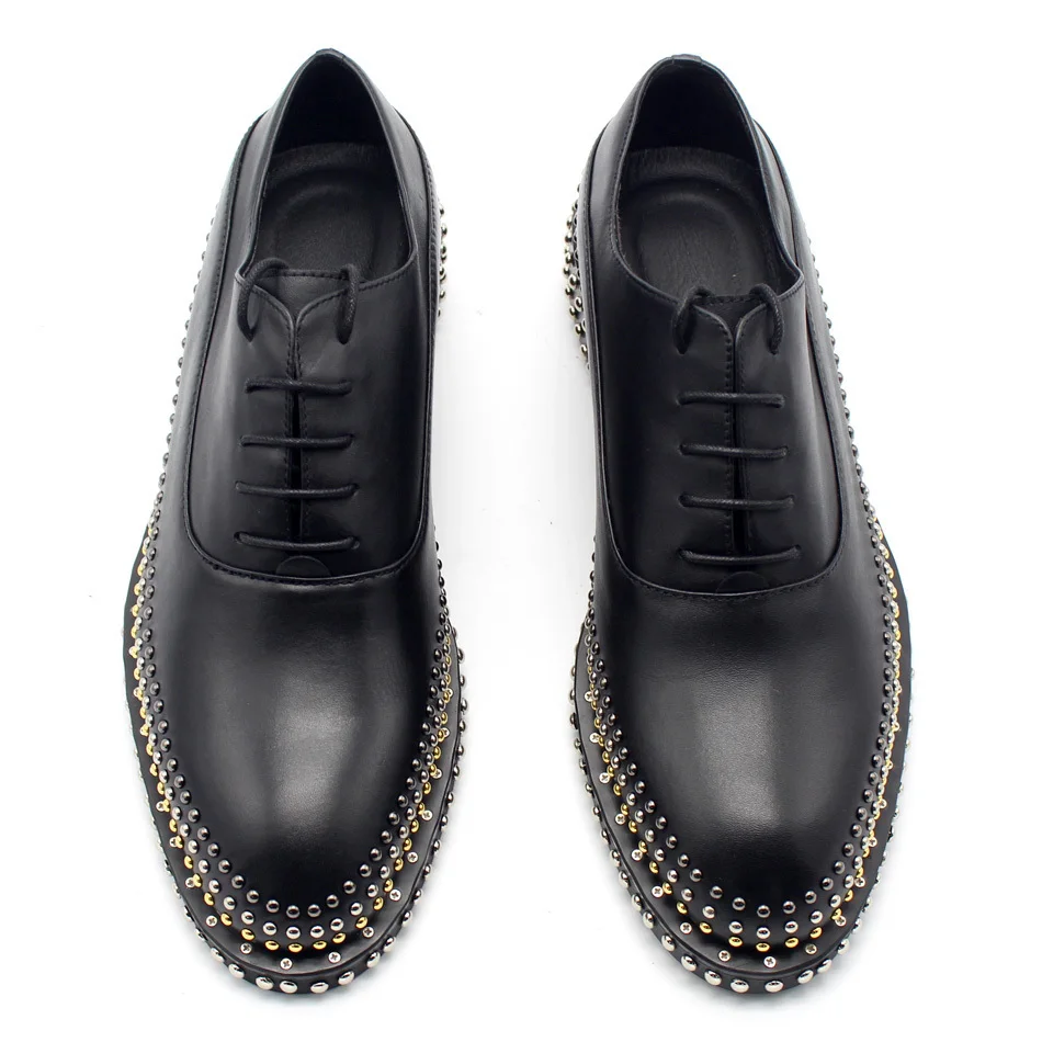2018 Formal Estilo Cuero Vaca Oxford Hombres Oxfords Primavera Nuevo Negocios Remaches Los Zapatos Otoño De Genuino Punk pqn4prPO