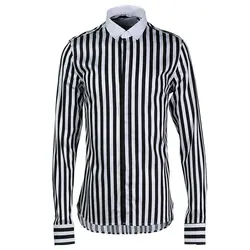 Классический Рубашка в полоску Для мужчин 2019 Мода Бизнес мужской рубашки с длинным рукавом Slim Повседневное мужские рубашки 100%