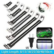 Супер тонкий 8-50 см светодиодный аквариумный освещение для аквариума лампа для 16-66 см регулируемый 2835 Светодиодный аквариум освещение для аквариума лампа Черная вилка США