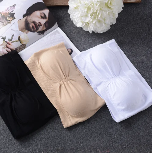 Womens Strapless Bra Bandeau Tube Top Removable Pads Seamless Crop Colors women lingerie bra women tube tops