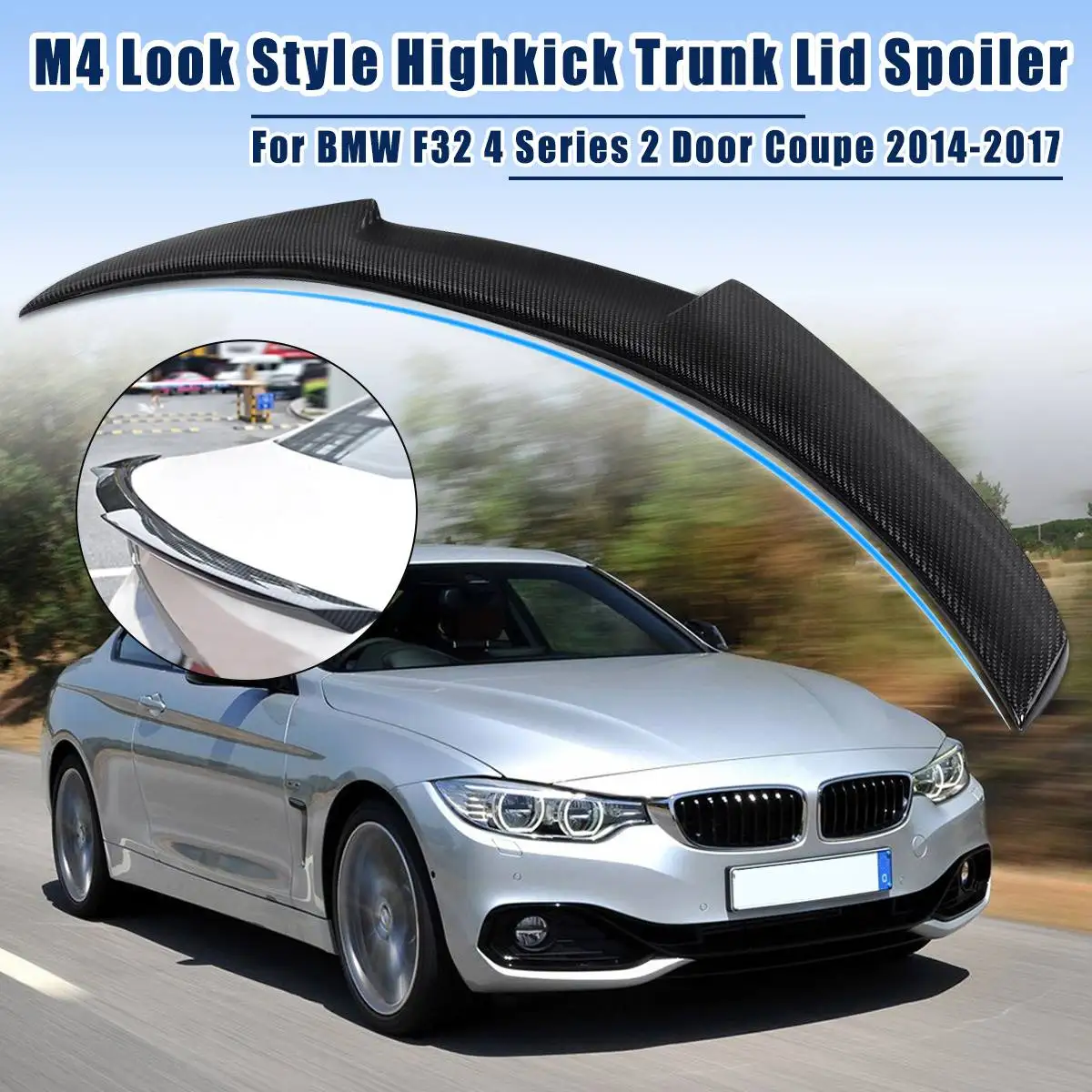 

High Quality Real Carbon Fiber Car Trunk Spoiler Wing M4 Look Style For BMW 428i 435i 2014-2017 F32 4 Series 2Dr For Coupe