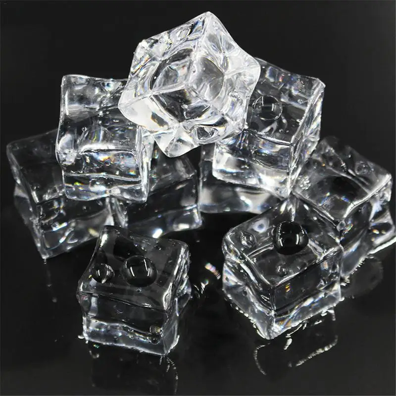 20 50pcs Acrylic Ice Cubes Glass Luster Fake Artificial Acrylic Ice