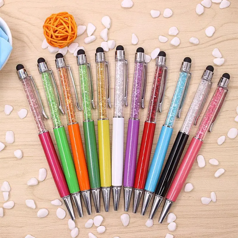 

8PCS Random Colorful Crystal Pen Diamond Ballpoint Pens Fashion Creative Stylus Touch Pen Novelty Gift Office Material School