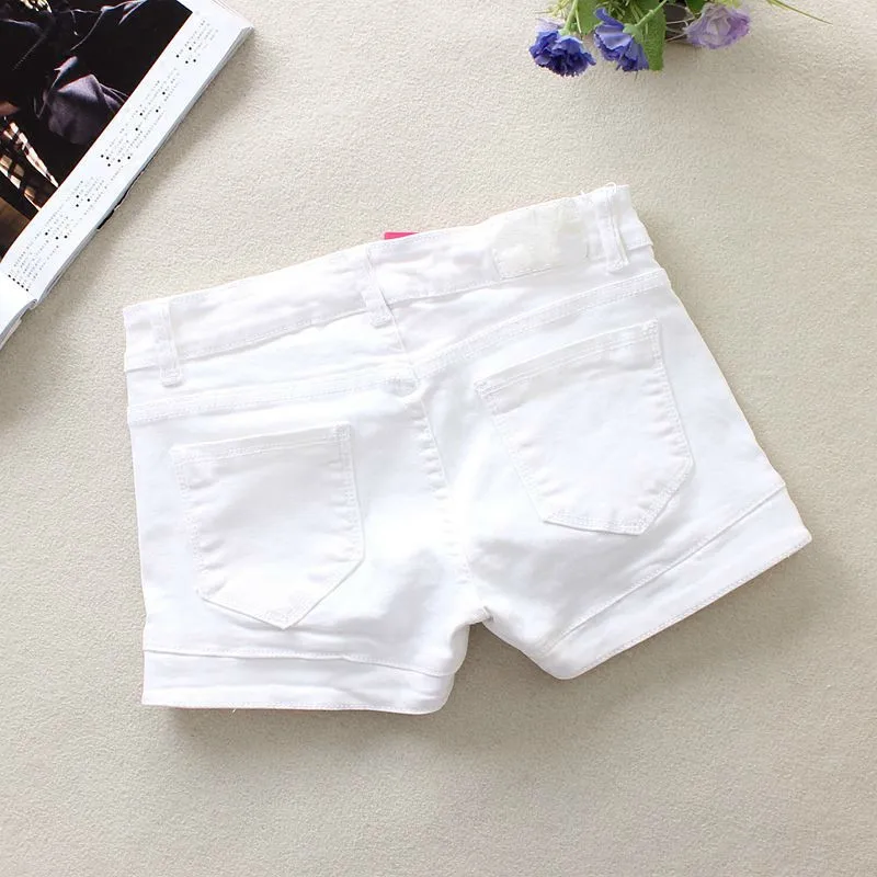 Summer Sexy Low Waist Washed Denim Shorts Women White Streetwear Mini Slim Elastic Short Jeans Summer Sexy Low Waist Washed Denim Shorts Women White Streetwear Mini Slim Elastic Short Jeans