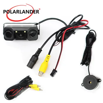 

New 2 in 1 Sound Alarm without HD monitor LED Car rear view rear Reverse camera parking sensor radar Parking Radar System