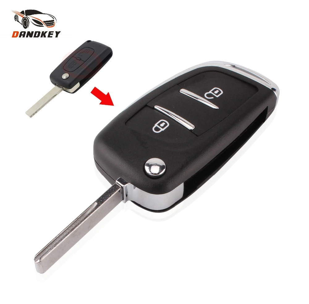 

Dandkey 2 Button Filp Folding Remote Car Key Shell Case For Citroen C2 C3 C4 C5 C6 C8 Xsara Picasso CE0536 key shell