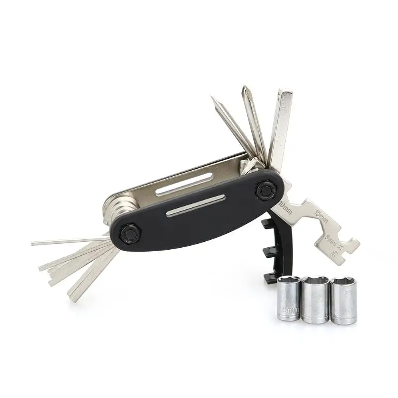 cheap 16 In 1 Multi functional Bicycles Folding Tire Repair Tools Professional Bike Repair Tool Kit Set With Pouch Pump With Pump Bag