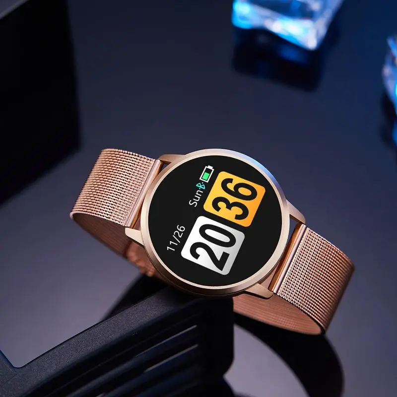 Upgrade BELOONG Q8 Rose Gold Smart Uhr Mode Elektronik Männer Frauen Wasserdichte Sport Tracker Fitness Armband Smartwatch