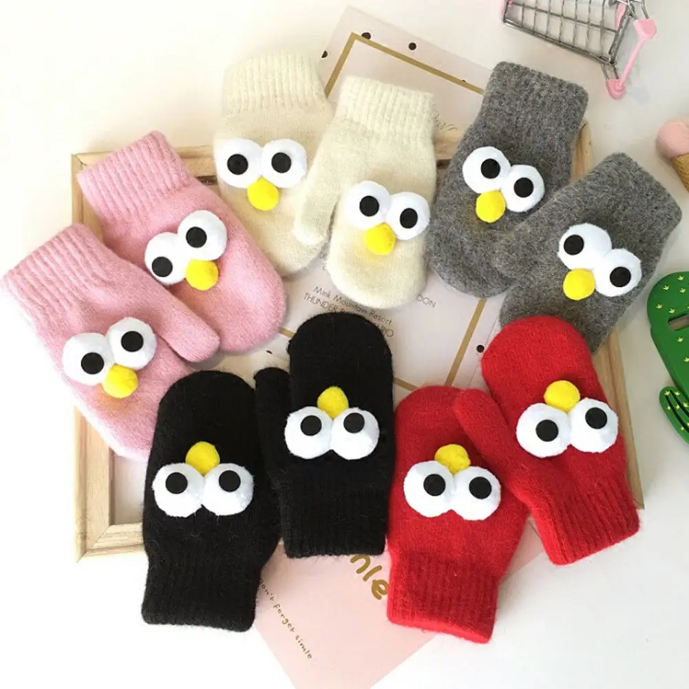 

Autumn Winter Warm Cute Toddler Kids Baby Boy Girl Gloves Cartoon Cotton Soft Knitting Mittens