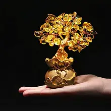 

Yellow Natural Crystal Money Tree ornaments 1PC Lucky tree Decoration Lucky tree Bonsai Style Wealth Decor Bring Wealth Home S3